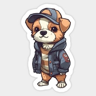 A cute dog wearing street fashion Sticker